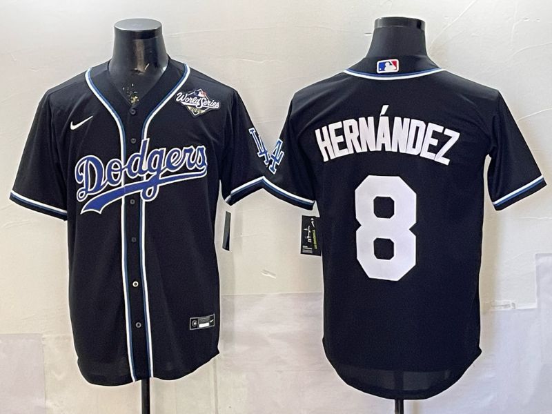 Men 2026 Nike Los Angeles Dodgers #8 Hernandez Black Game MLB Jersey 02->los angeles dodgers->MLB Jersey